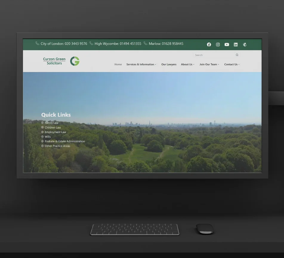 Curzon Green Solicitors Business Website Mockup - KashifPro