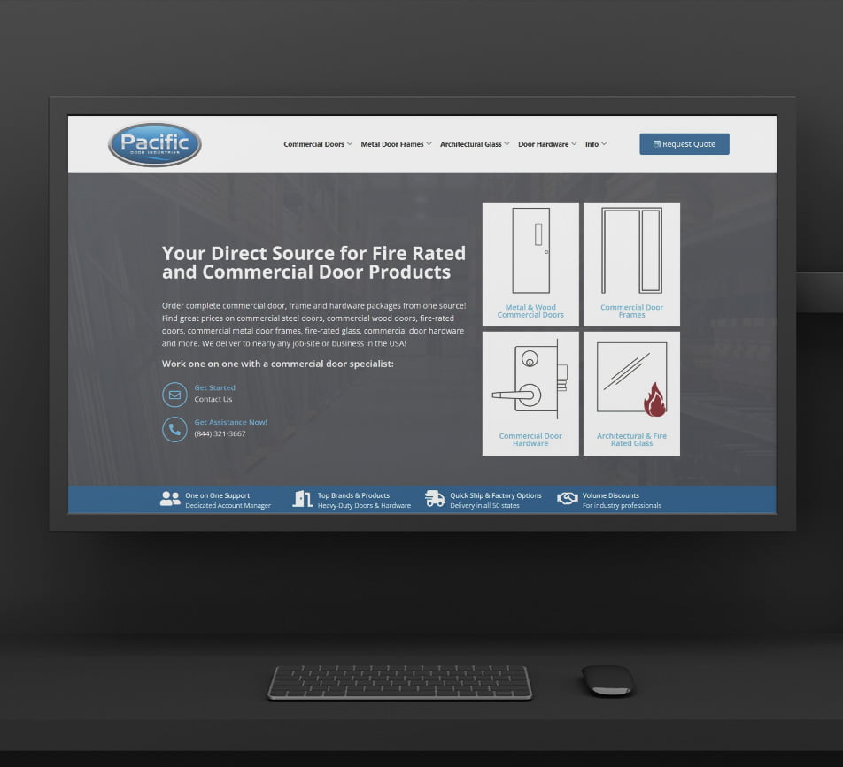 Pacific Door Industries Business Website Mockup - Kashif Pro
